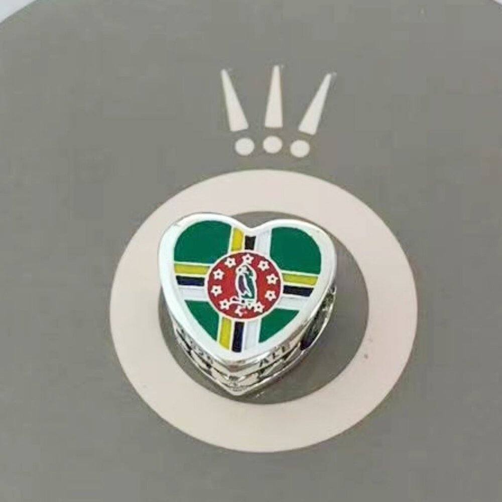 Pandora I Love Dominica Flag Heart Charm Travel Charm